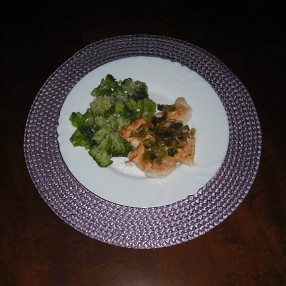Chicken_broccoli florets_chives_garlic_goatcheese